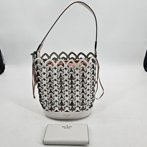 Kate Spade New York Dolly Perforated Leather Spade Bucket Bag White Bund…